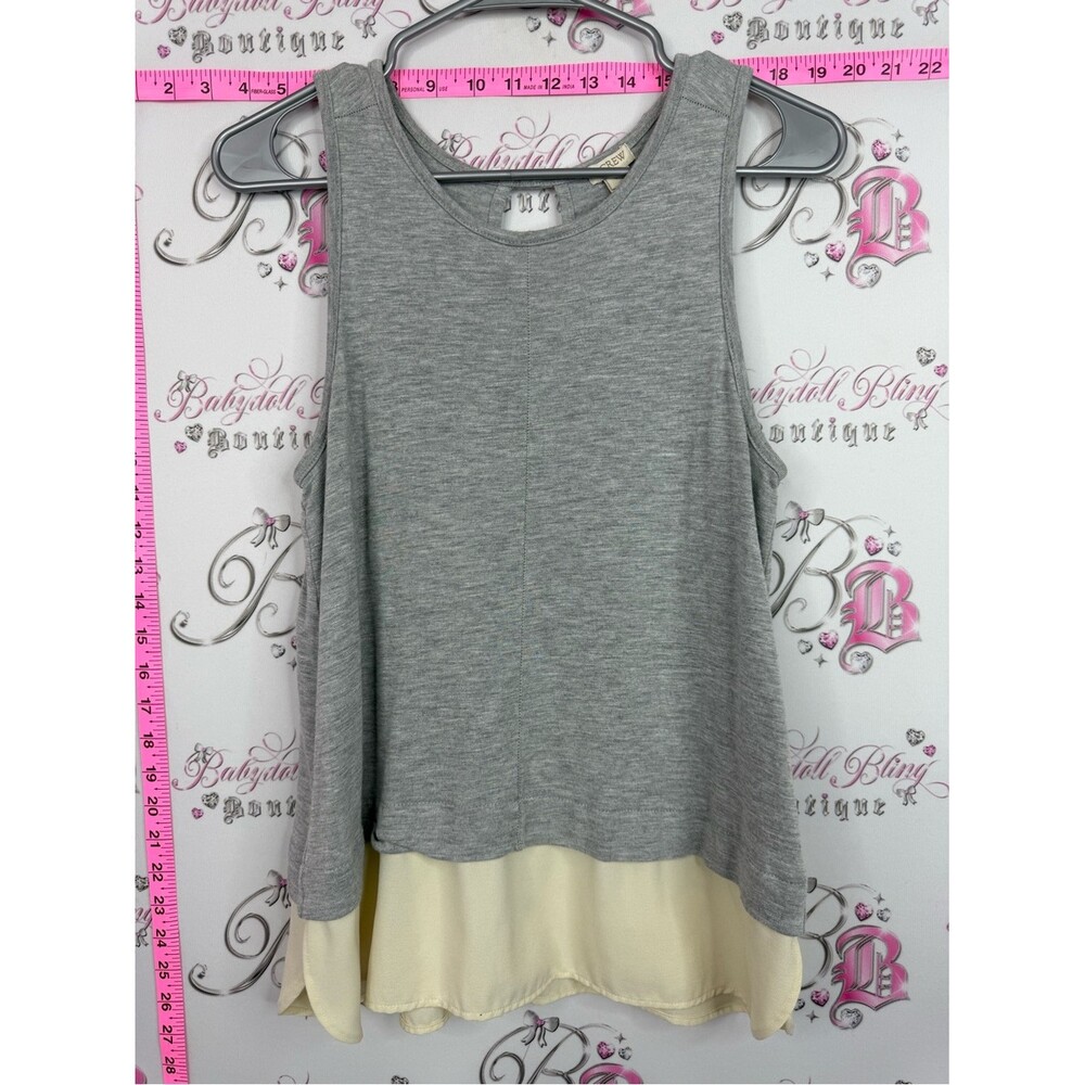 J. Crew tank top grey and Cream Layered Tank Top flowy key hole opening